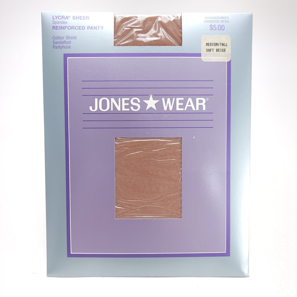 NOS Jones Wear Sheer Pantihose‎ Medium/Tall Soft Beigh Sandalfoot Reinforced NEW